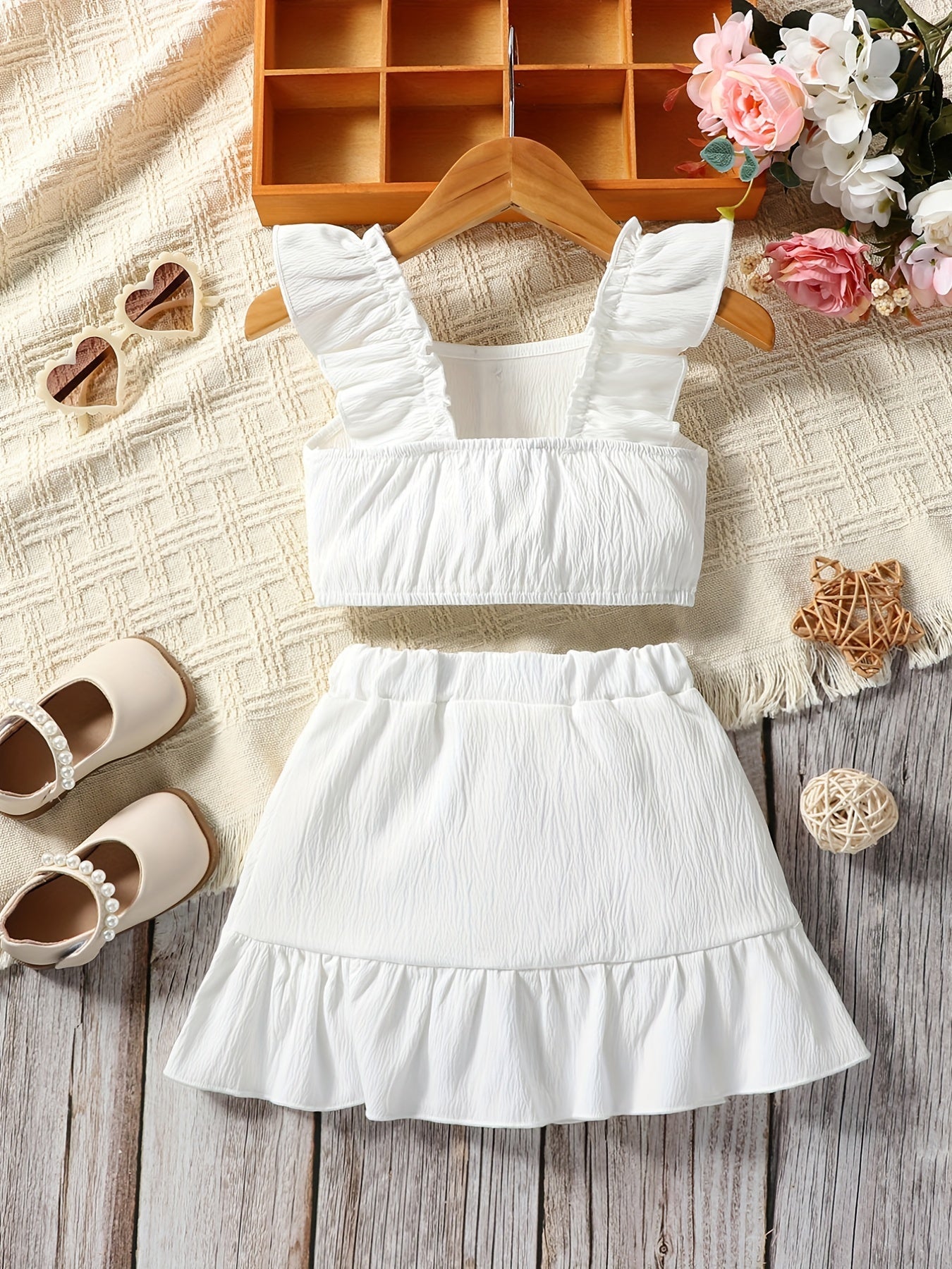 Baby Girl Ruffle Sleeve Top & Puffy Skirt Set