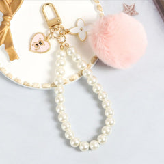 Fur Ball Pearl Bear Tag Bag Pendant Plush Keychain