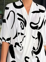 Graffiti Print V Neck Top