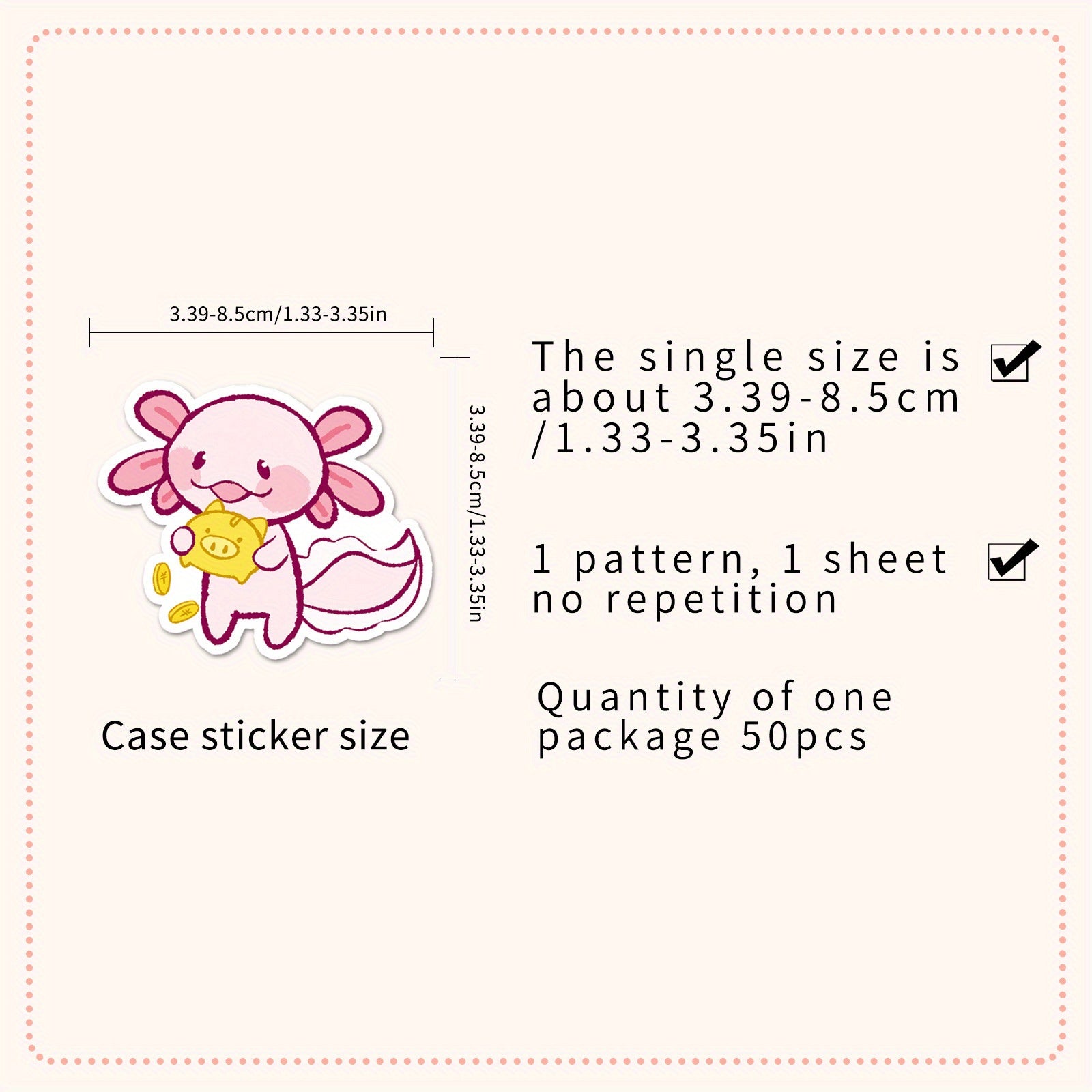 50pcs Pink Newt Animal Vinyl Stickers for Water Bottles Laptop
