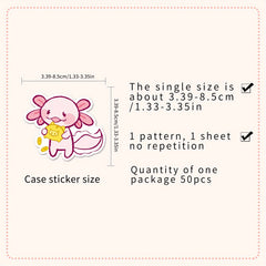 50pcs Pink Newt Animal Vinyl Stickers for Water Bottles Laptop