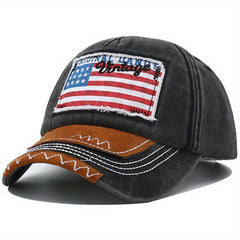 Vintage Distressed Flag Patch Baseball Cap Patriotic Dad Hat