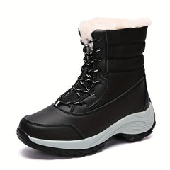 Women's Thermal Lace Up Waterproof Ankle Boots with Fur Lining