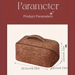 Floral Makeup Bag Embossed PU Leather Toiletry Bag