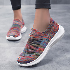 Colorful Knitted Mesh Breathable Running Shoes