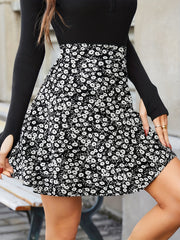 Floral Print Mini Skirt High Waist Casual Skirt