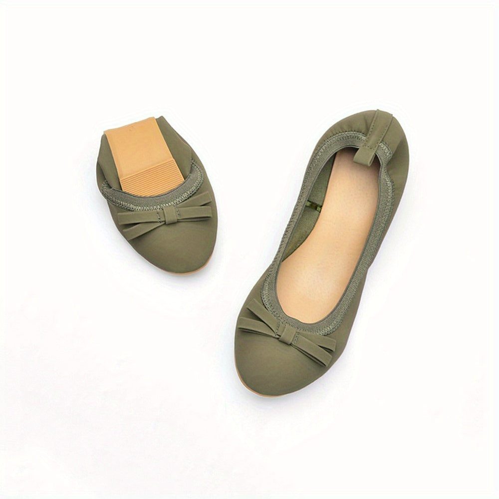 Women's Bowknot Ballet Flats Soft Sole Slip On Shoes Comfy Flat Shoes