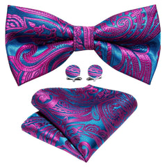 Barry Wang Purple Silk Bow Tie Set for Wedding