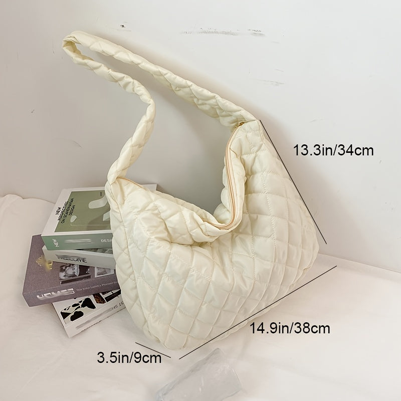 Quilted Puffer Hobo Bag Women's Large Shoulder Purse