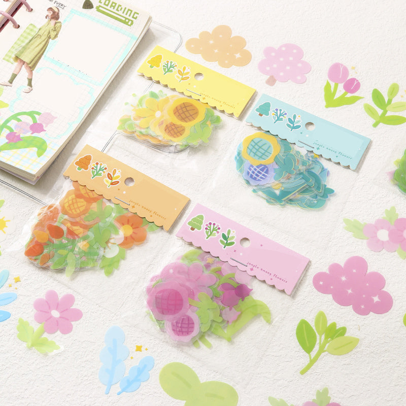 40pcs PET Flowers Waterproof Stickers DIY Decoration Scrapbook Skateboard Phone