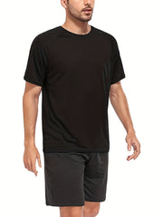 HOPLYNN 3 Pack Men's Mesh Workout Shirts, Quick Dry Athletic T Shirt