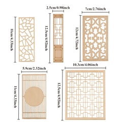 Set of 5 Wooden Screens for Room Separation and Decorative Use