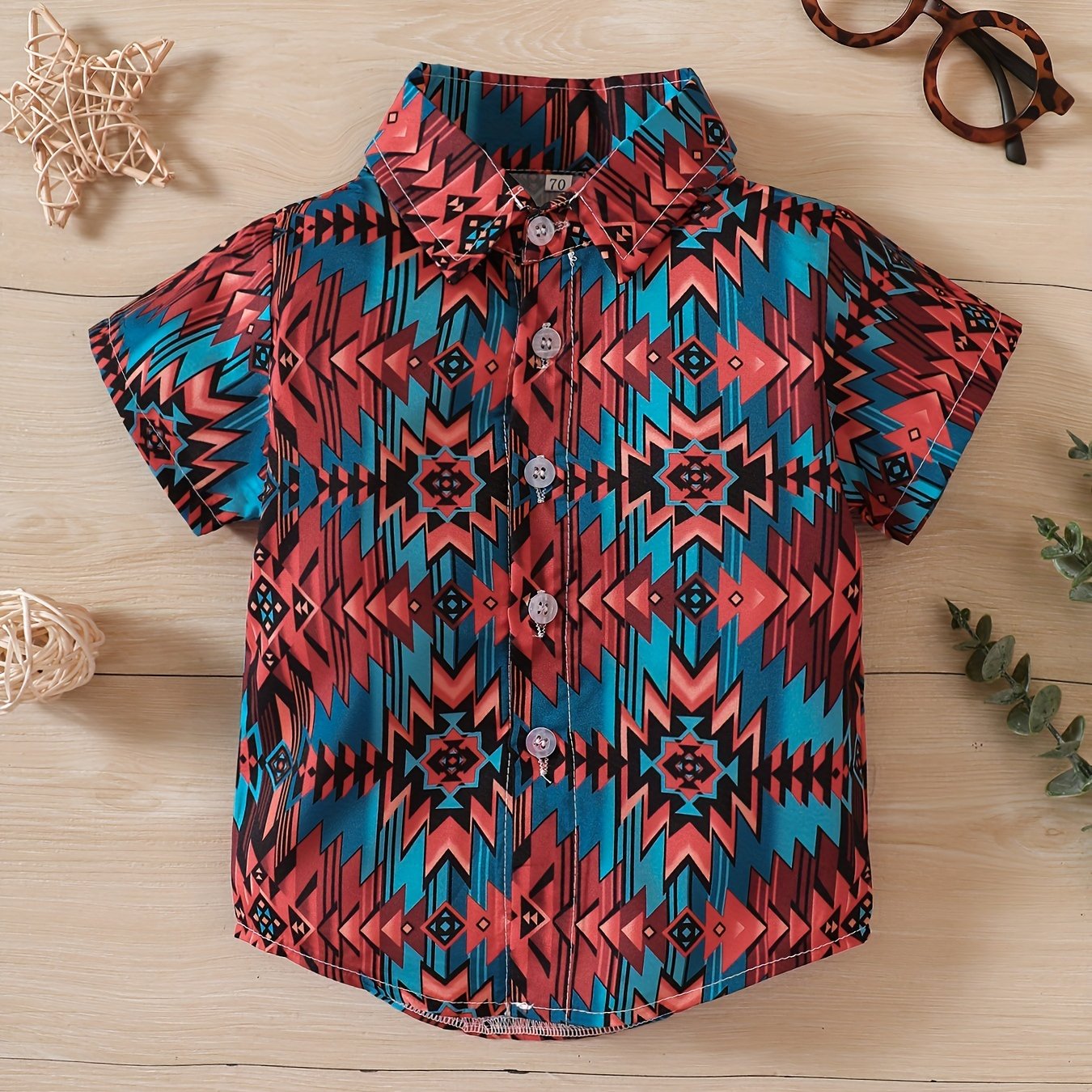 Boys Geo Print Button Down Shirt