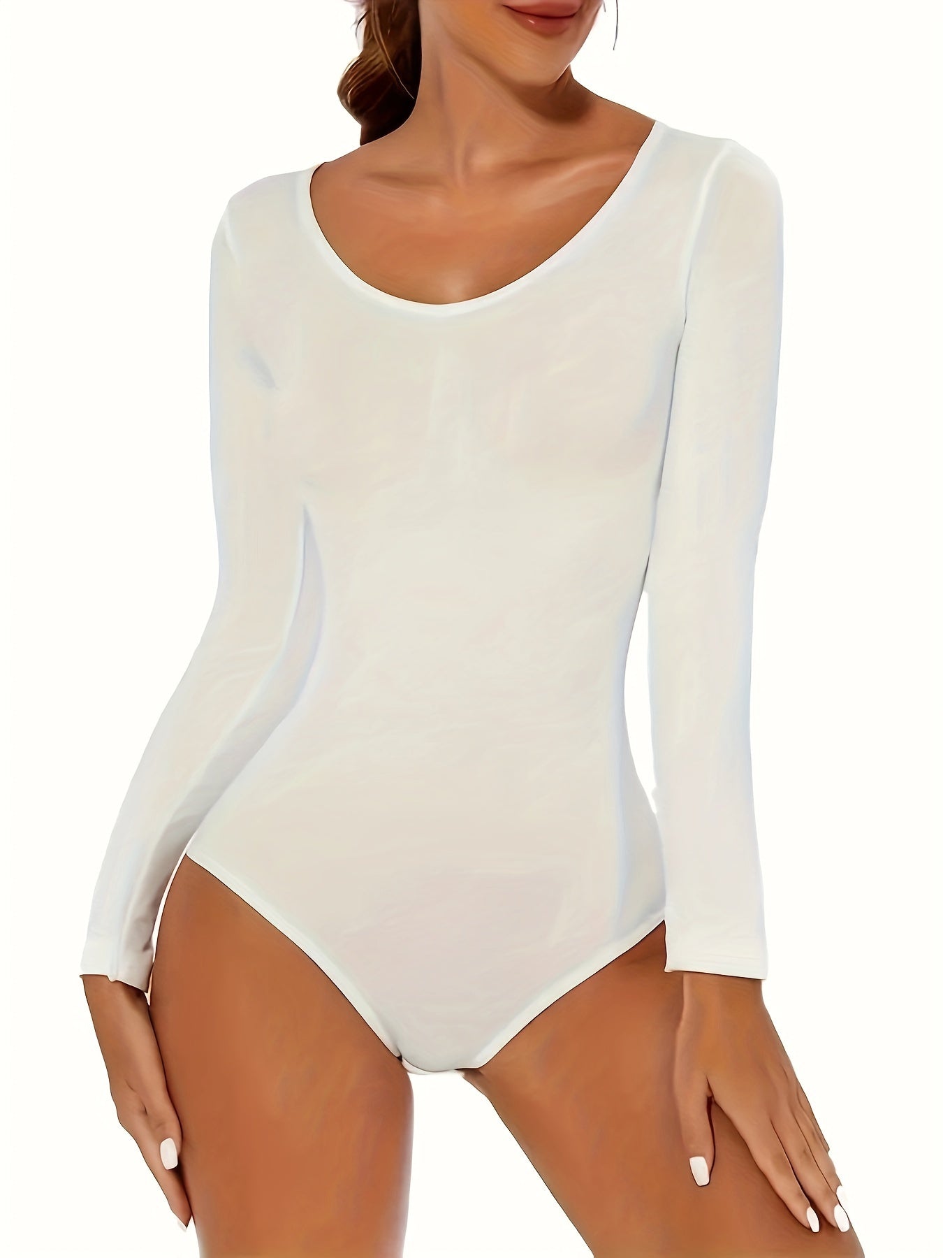 Slimming Bodysuit Long Sleeve Crew Neck Body Shaper Women's Underwear