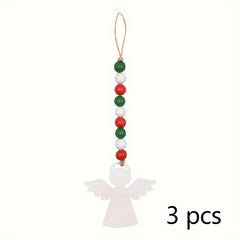 3pcs Christmas Beaded Garland Wooden Deer Snowman Pendant