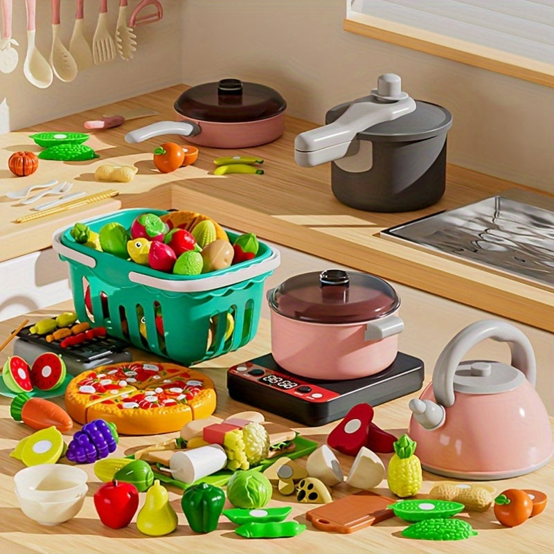 61pcs Kitchen Toy Accessories BBQ Camping Cooking Toy Set Utensil Cookware Toys