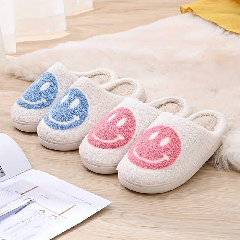 Men's Smiling Face Warm Slip On Slippers