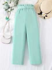 Girls' Vibrant Viscose Long Trousers With Waist Belt