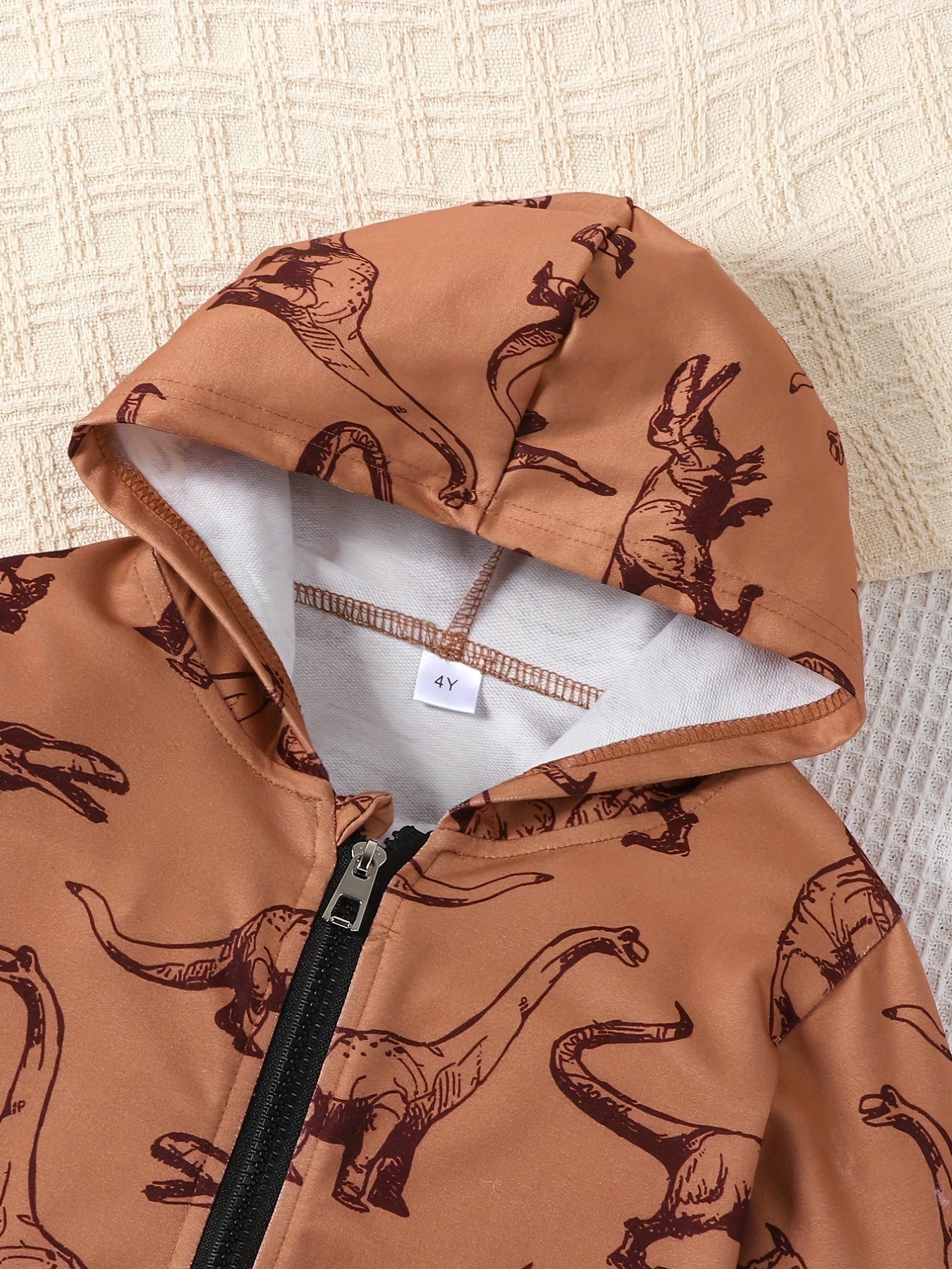 Boys Dinosaur Print Hooded Jacket Zip Up Kids Clothing