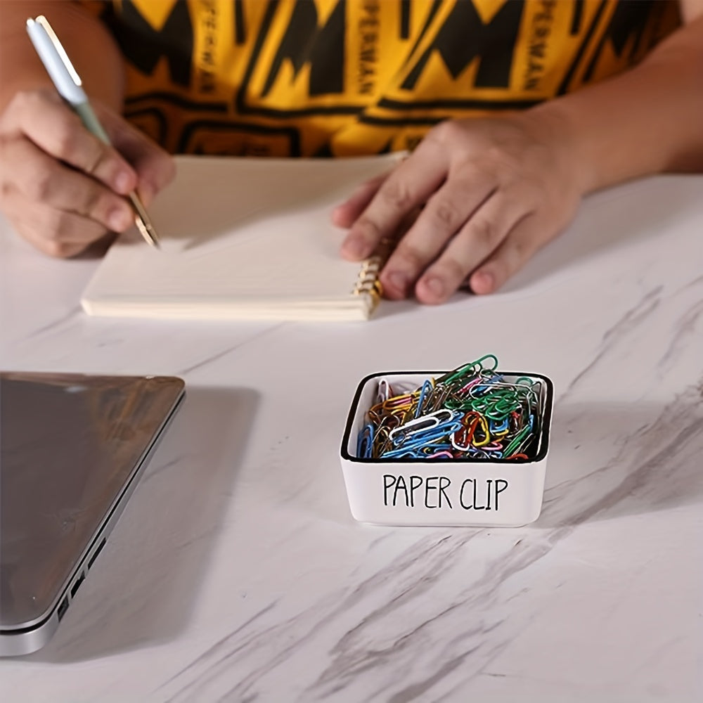 Square Paperclip Holder & Organizer for Desk