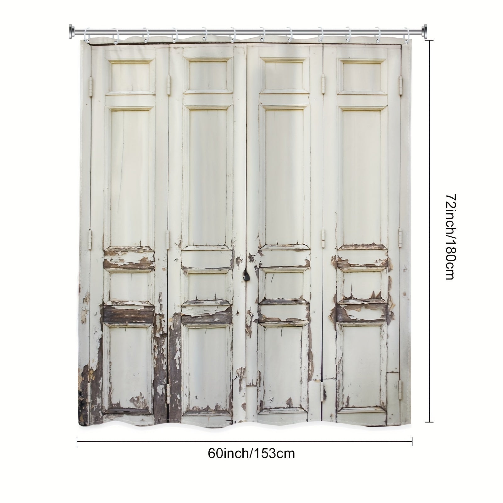 Rustic Barn Door Shower Curtain 60x72 Waterproof Fabric Curtain Bathroom Decor