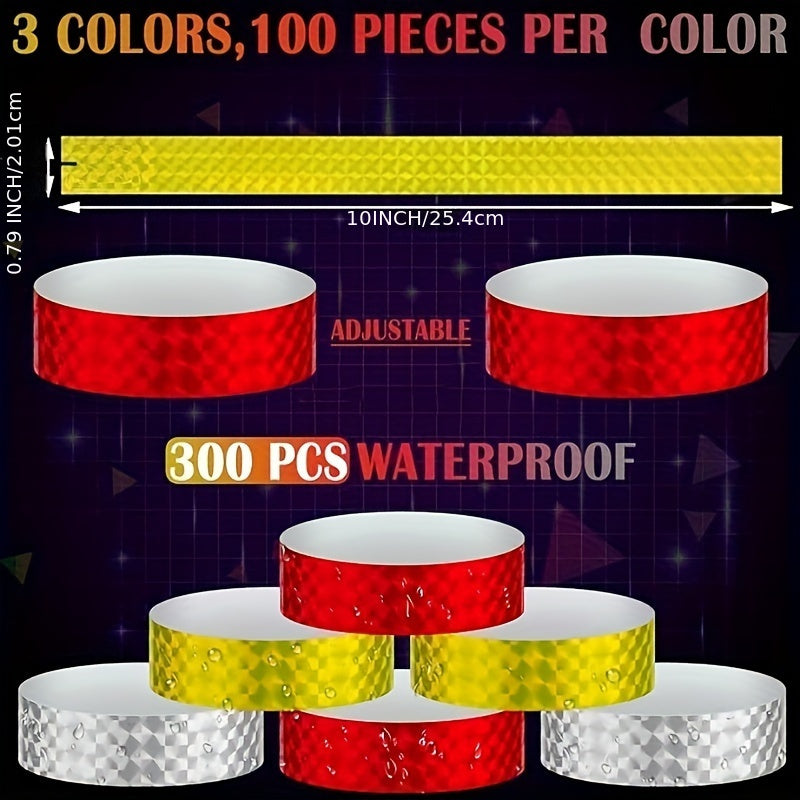 300pcs Holographic Party Wristbands - Waterproof Paper Bracelets