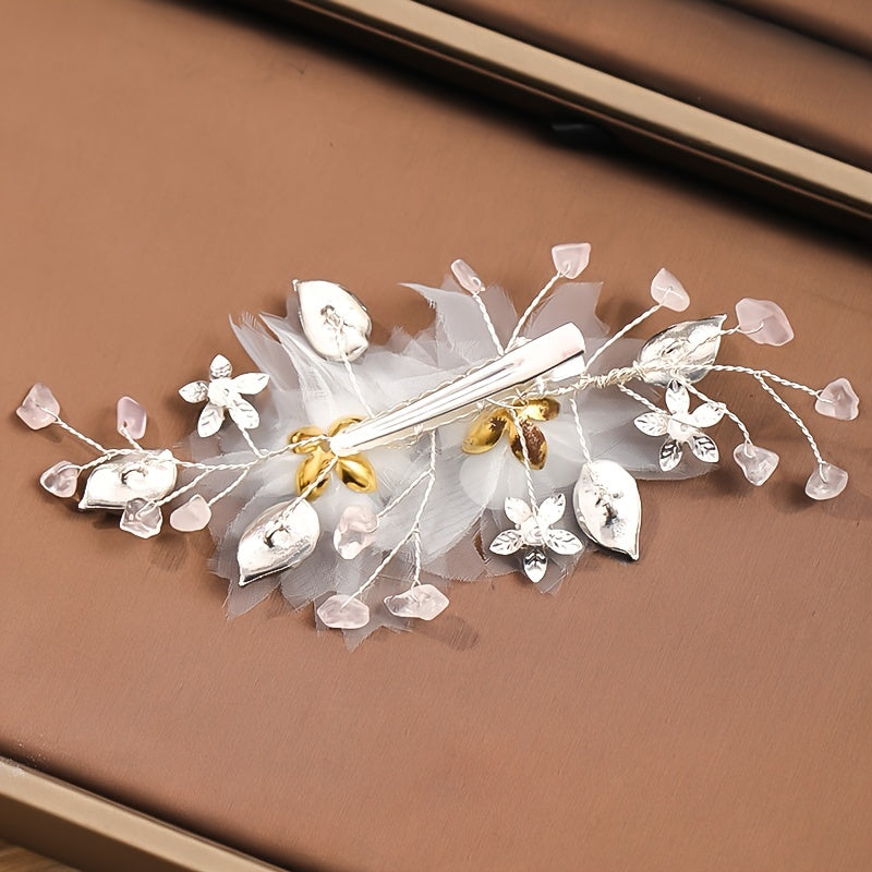 Crystal Flower Leaf Bridal Hair Clip Headband Wedding Hair Accessories