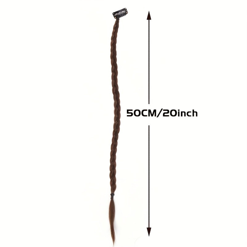 8 Cm Long Twist Braids Hair Extensions With Hair Clip Y2K Synthetic Ponytail