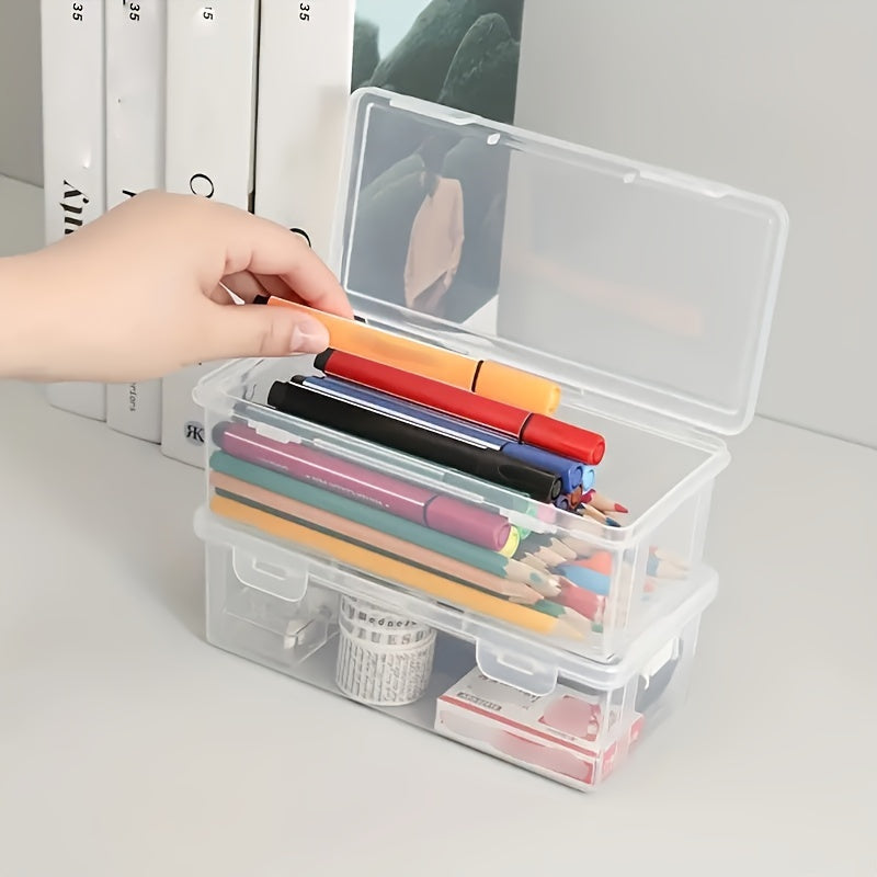 Large Capacity Pencil Case Transparent Storage Box Stationery Storage Box