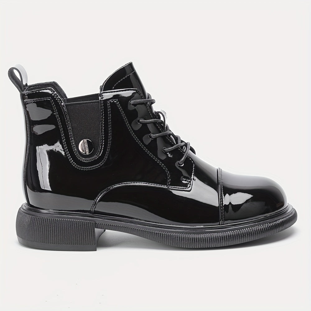 Women's Chunky Heel Lace Up Boots Thermal Sided Boots