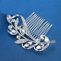 Silvery Rhinestone Hair Comb Crystal Insert Comb Bridal Head Jewelry Decoration
