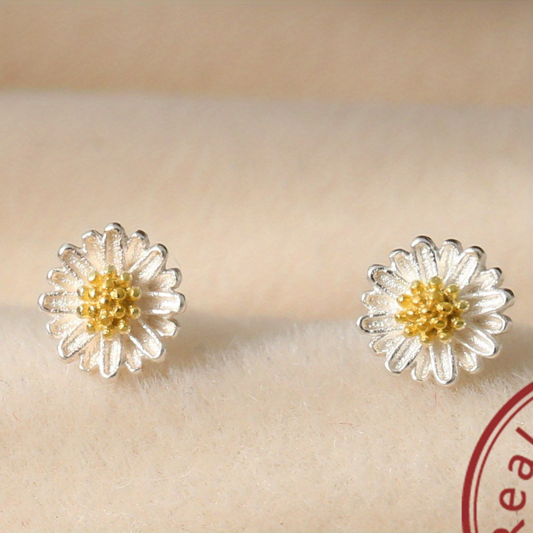925 Silver Daisy Stud Earrings for Teen Girls - Birthday Gift