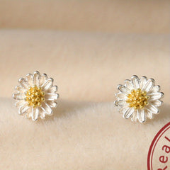 925 Silver Daisy Stud Earrings for Teen Girls - Birthday Gift