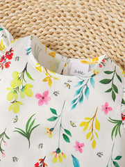 Baby Girl Floral Printed Blouse & Solid Shorts Set