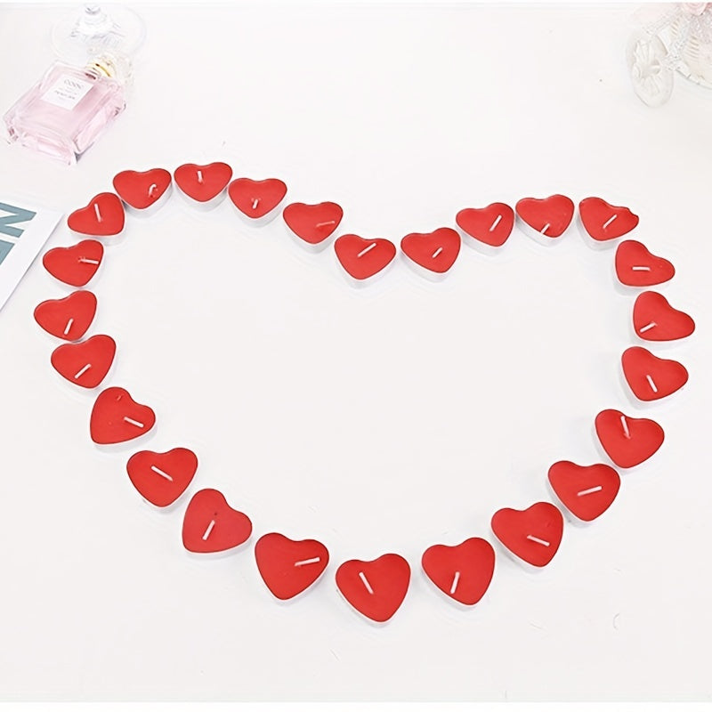 50pcs Heart Shaped Tea Wax Candles for Proposal and Holiday Decoration