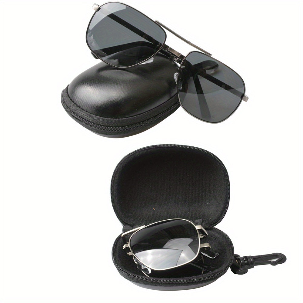SOOLALA Men's Polarized Folding Driver Sunglasses With Zipper PU Leather Case