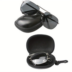 SOOLALA Men's Polarized Folding Driver Sunglasses With Zipper PU Leather Case