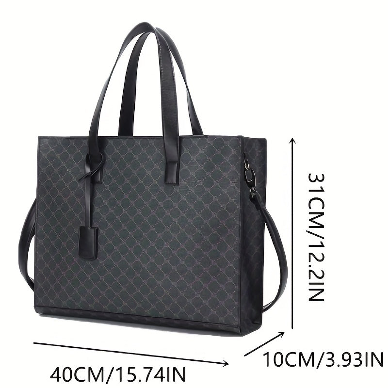 Leather Business Briefcase Tote Bag Waterproof Wear resistant Messenger Bag