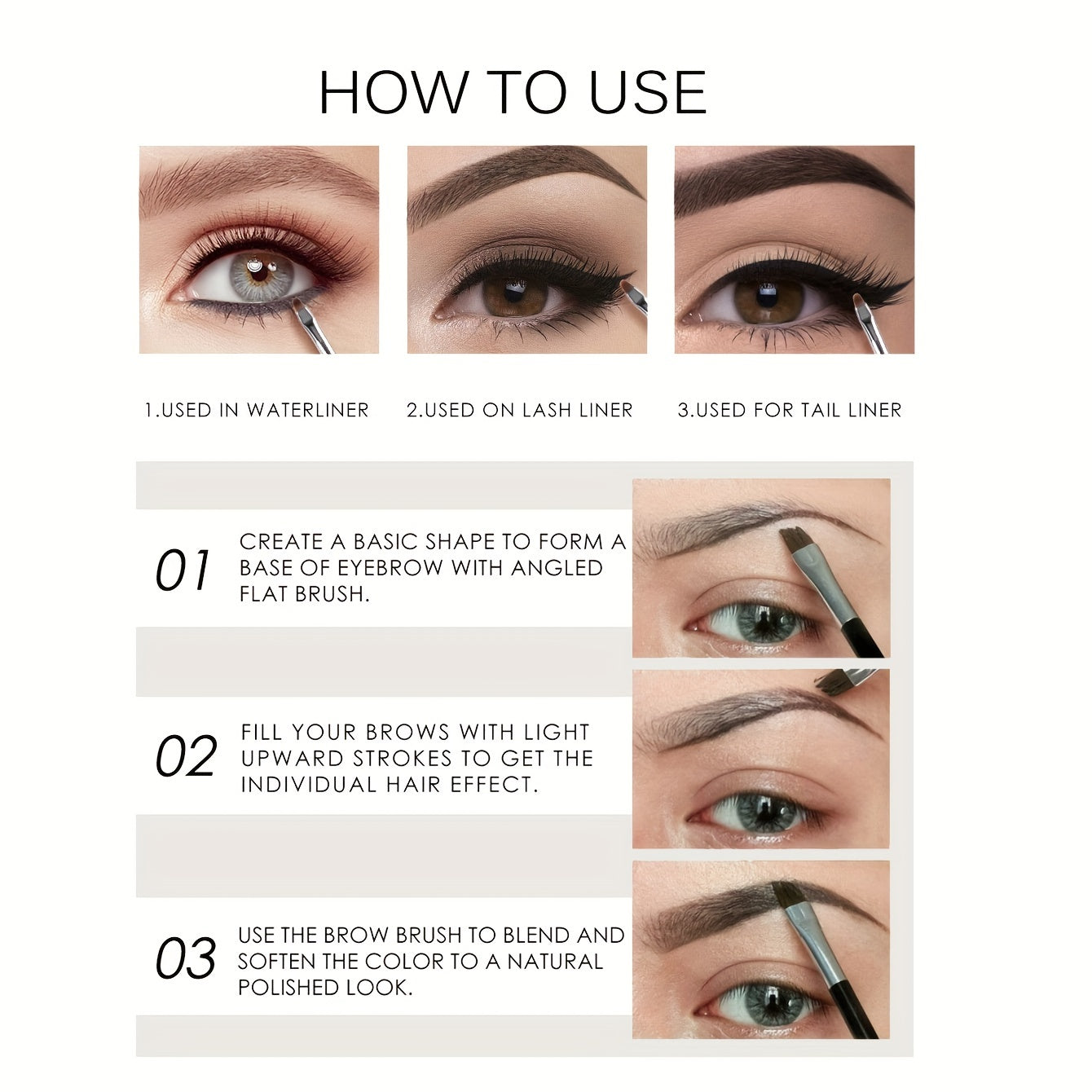 2-in-1 Eyebrow Powder & Eyeliner Set, Waterproof & Durable, Brown