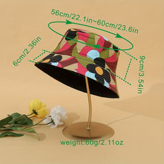 Geometric Leaf Print Fisherman Cap Reversible Bucket Hat