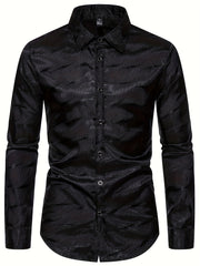 Men's Casual Dress Shirt Turn Down Collar Long Sleeve Regular Fit