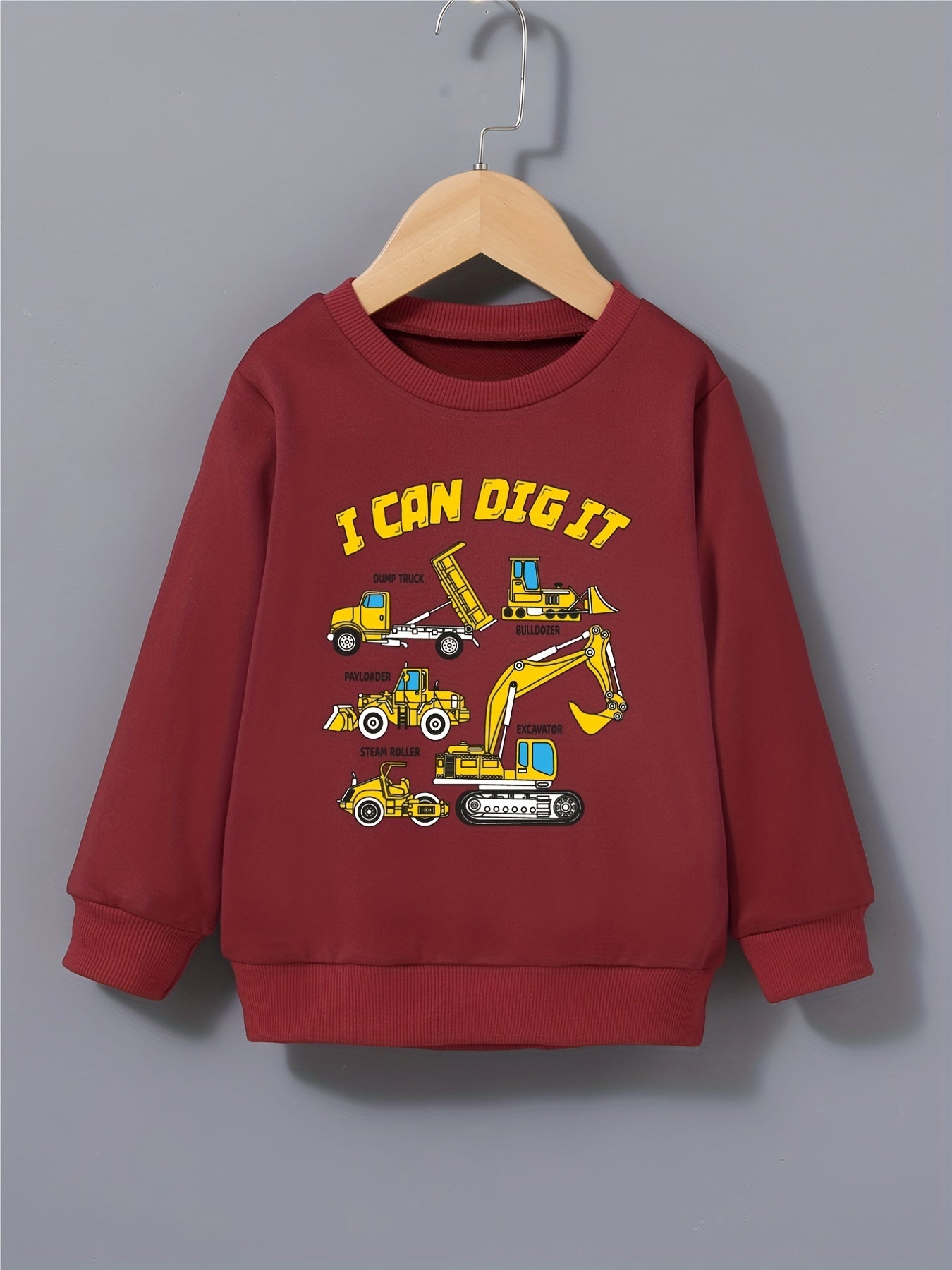 Cartoon Construction Car Boys Sweatshirt