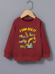 Cartoon Construction Car Boys Sweatshirt