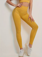 Solid Seamless Butt Lifting Yoga Leggings High Waist Sports Running Pants