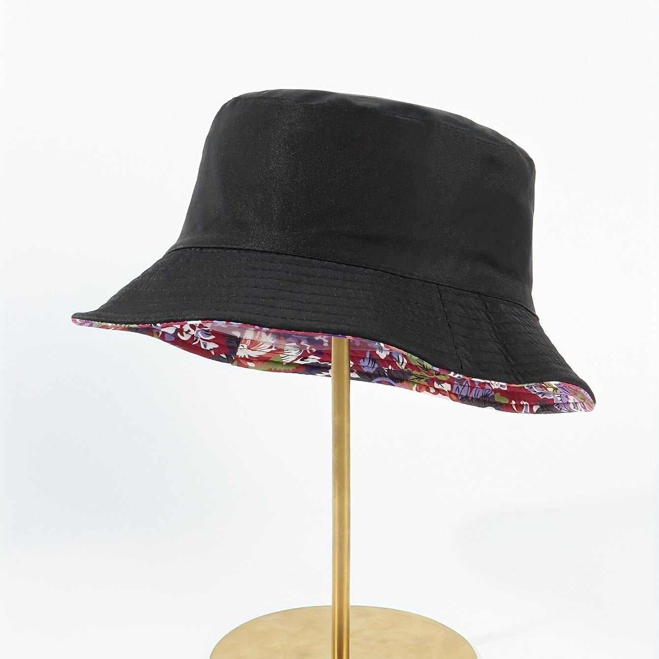 Red Floral Print Bucket Hat Reversible Boho Basin Hat Casual Sunshade Cap
