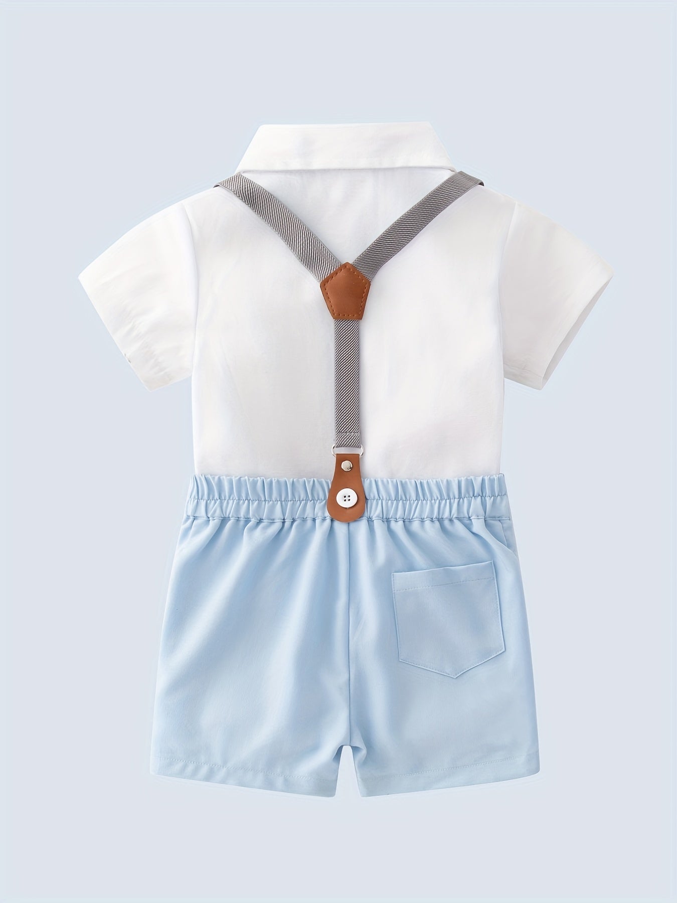 Baby Boy Gentleman Style 2-Piece Set Bow Tie & Suspender Shorts