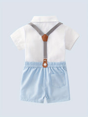 Baby Boy Gentleman Style 2-Piece Set Bow Tie & Suspender Shorts