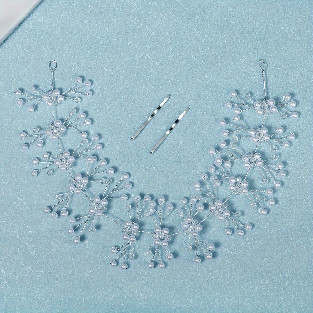 Crystal & Faux Pearl Hair Band Bridal Wedding Headwear