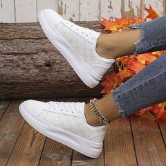 Women's Striped Lace Sparkle Sneakers Height Increasing Board Shoes