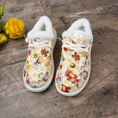 Christmas Plush Lined Loafers Shoes for Fall Winter